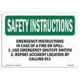 thumbnail image 1 of SignMission OS-SI-A-1014-L-11436 10 x 14 Po Consignes de Sécurité OSHA - Consignes d'Urgence en Cas d'Incendie, 1 of 1