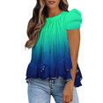 thumbnail image 1 of Blusa para mujer Moda Corbata con volantes Camisas de cuello alto Puff plisado fluido Camiseta de manga corta Túnica Tops de verano Pompotops hfajkhk129414, 1 of 4