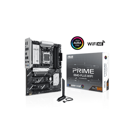 Asus Prime B840-PLUS WIFI Gaming Desktop Motherboard - AMD B840 Chipset - Socket AM5 - ATX - Ryzen 7, Ryzen 8, Ryzen 9 Processor Supported - 192 GB DDR5 SDRAM Maximum RAM - DIMM, UDIMM - 4 x Memory...