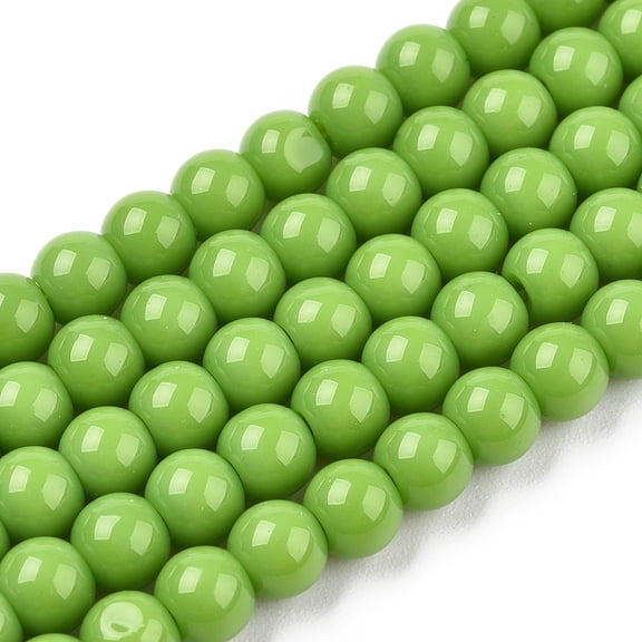 1Strand Opaque Solid Color Glass Beads Strands Round Lime Green 9.5~10mm Hole: 1.5mm about 40~42pcs/strand 14.76~15.12 inch(37.5~38.4cm)