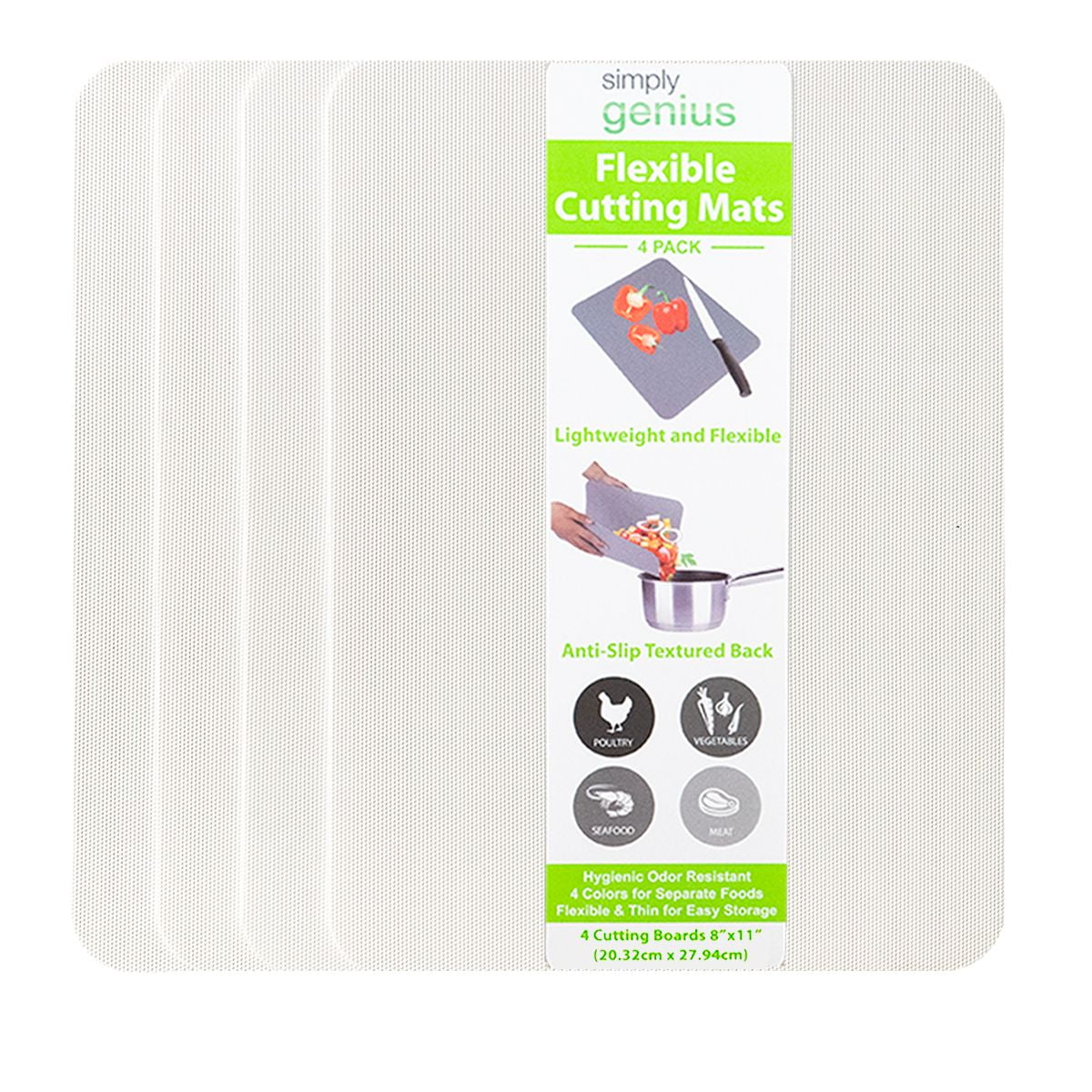 Extra Thick Flexible Folding Cutting Boards for Kitchen - Set of 4 Hangable  & BPA Free Large Chopping & Cutting Mats for Cooking – Non Slip Cutting