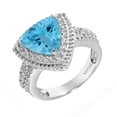 thumbnail image 2 of Sterling Silver with Trillion Shape Blue Topaz and Natural White Topaz Halo Ring, 2 of 3