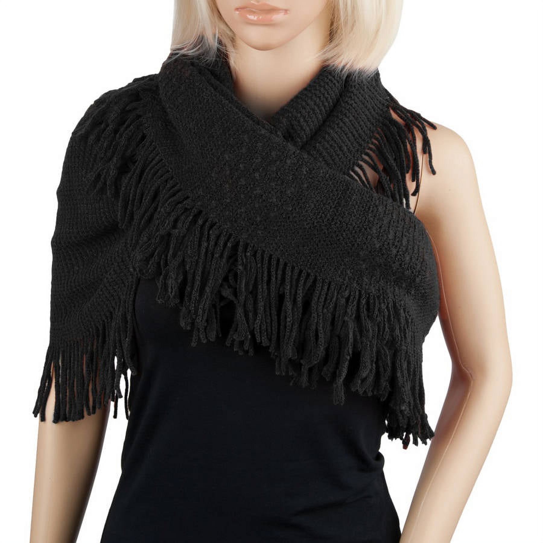 Women's Soft Woven Infinity Wrap Shawl Scarf with Frills [Adult Size]
