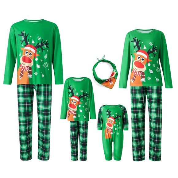 Pijamas navideños familiares Fiomva a cuadros rojos a juego, pantalones de pijama navideños 2023 (bebés, niños, hombres y mujeres)