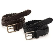 Boys Braided Leather Belts, 2-Pack