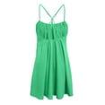 thumbnail image 7 of ClodeEU Women's Crewneck Sleeveless Spaghetti Strap Mini Dress ,Solid Color Casual Summer Loose Vacation Dress Green,Women's Plus XL, 7 of 7