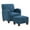 Blue, variant on Aiden Chair & Ottoman Herringbone Smoke Gray Fabric with Medium Espresso Legs