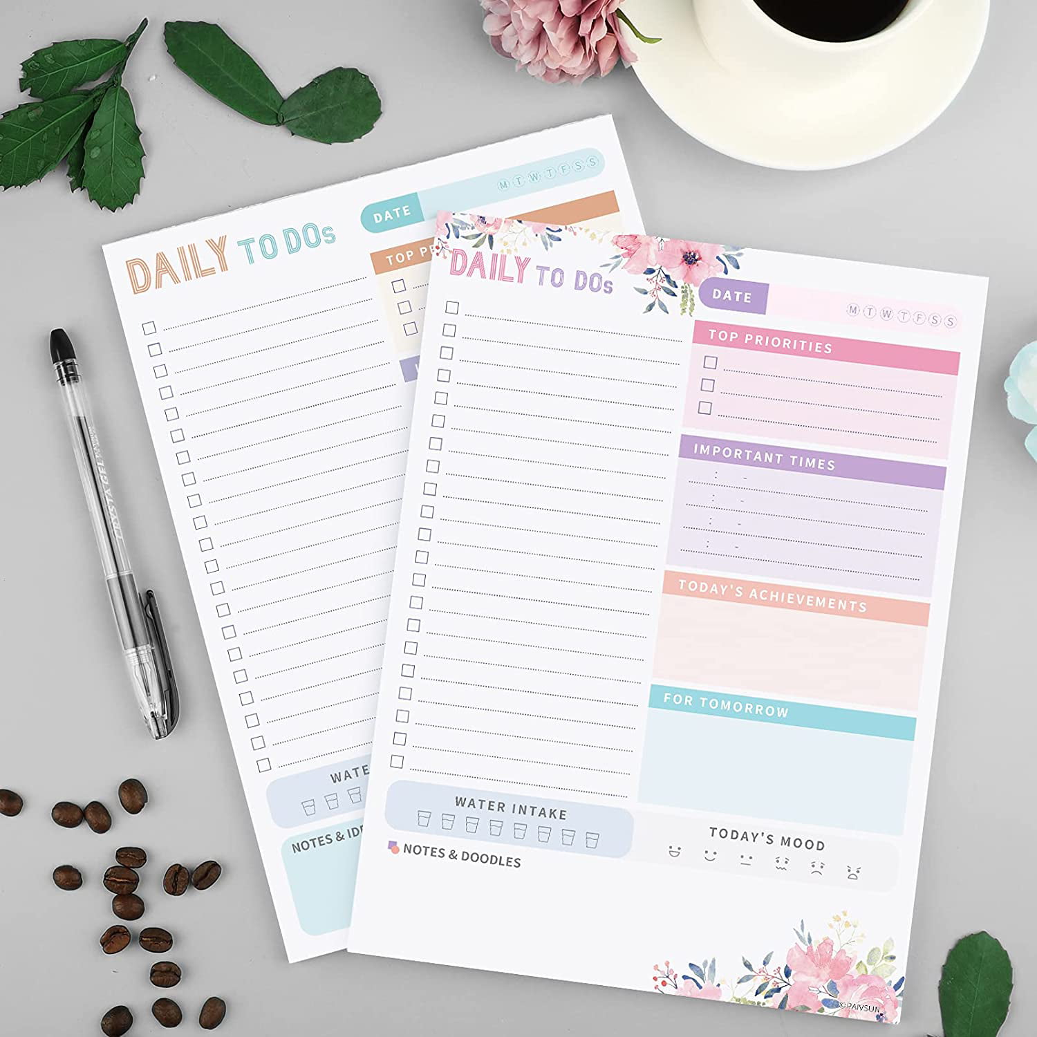 PAIVSUN 2021 Daily Planner To Do List Notepad Calendar Productivity Organizer Cute Office Supplies Checklist Undated Day Planner Note Pad 7.5x10 Pink Work Planner Scheduler