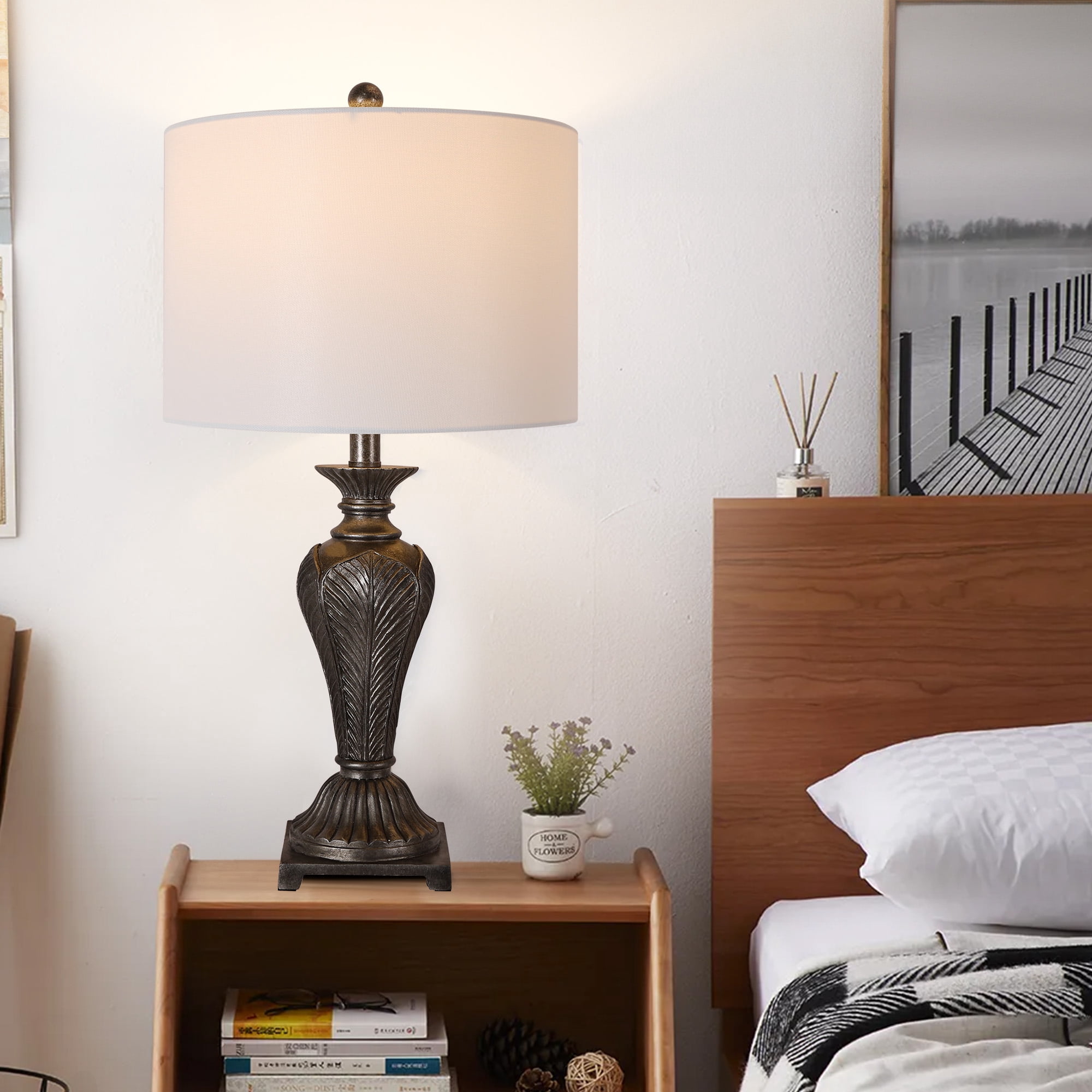 25'' Resin Table Lamp, 1 Pack Living Room Bedroom Lighting Table Lamp for Home Decoration