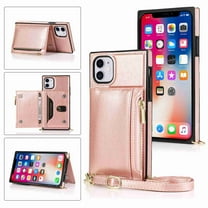 Dteck Case For iPhone 11 6.1 inch 2019 Wallet Card Holder PU Leather Card Pockets Slim Protective Shockproof Flip Folio Zipper Purse Cover, rosegold