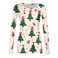 thumbnail image 6 of Christmas Shirts for Women Ribbed Knit Tops Graphic Merry Christmas Tree Print Fitted Long Sleeve Tee Top Fall Winter Trendy Clothes, 6 of 6