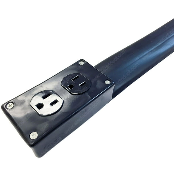 Flat Electrical Power Extension Cord UL Listed Color Black 50