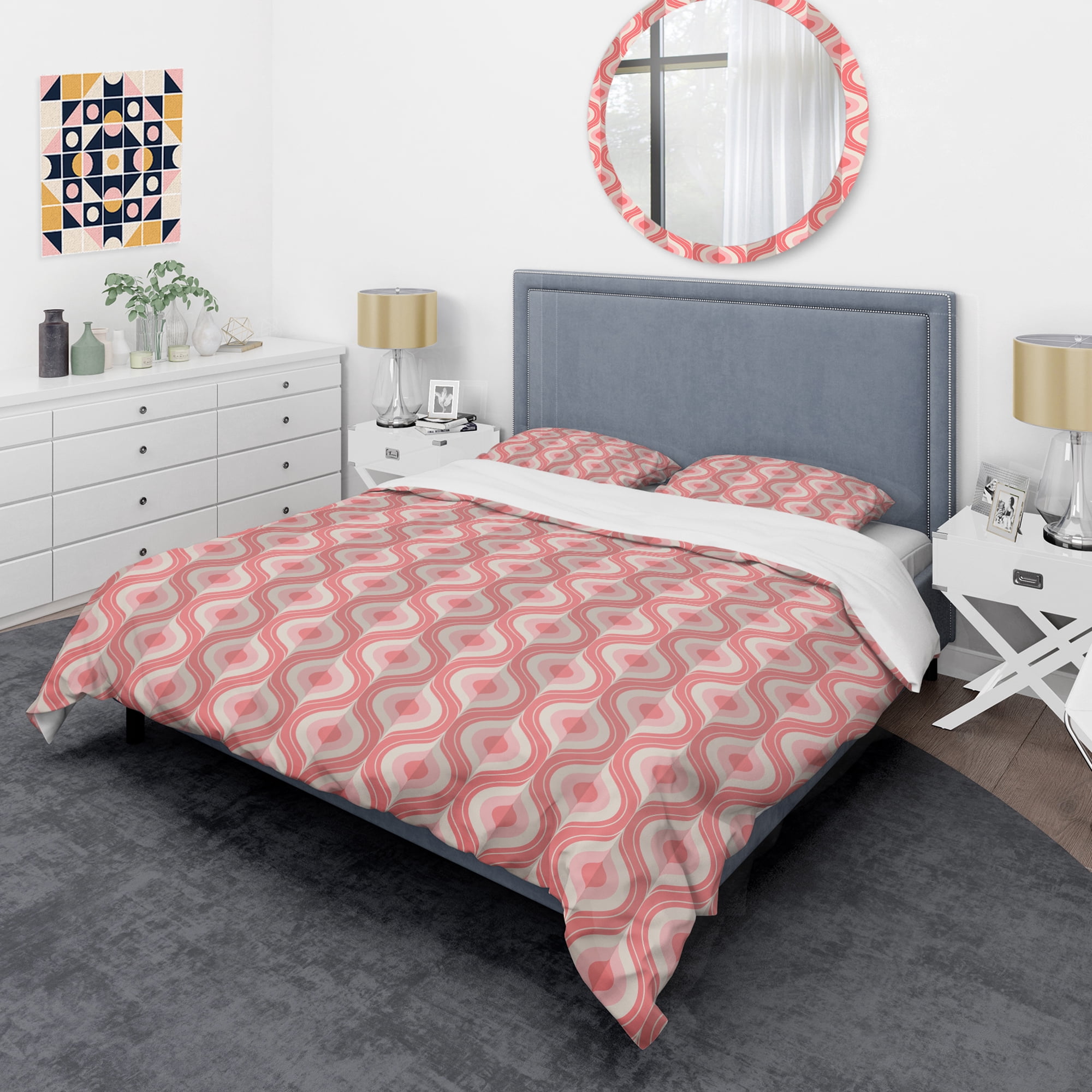 Designart 'Retro Drop Design I' Mid-Century Modern Duvet Cover Set