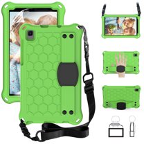 SaniMore Galaxy Tab A7 Lite 2021 Case wih Screen Protector, Case for Samsung Galaxy Tab A7 Lite 8.7 SM-T220, Rugged Shockproof Cover with Hand Strap, Kickstand, Carrying Shoulder Strap, Green Black