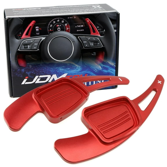 Red CNC Billet Aluminum Larger Paddle Shifter Extensions For Audi A3 A4 A5 A7 A8 Q5 Q7