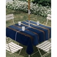 thumbnail image 3 of Square Outdoor Tablecloth with Umbrella Hole Luxury Navy Blue Outside Table Cloth Waterproof Patio Table Cover Golden Contemporary Abstract Zipper Tablecloths for Picnic Party Camping 60x60 Inch, 3 of 8