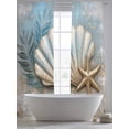 thumbnail image 5 of Ocean Shell Starfish Sheer Curtains 108 Inches Long 2 Panels Palm Leaf Light Filtering Semi Sheer Window Curtains Drapes for Bedroom Living Room 52"x108", 5 of 7