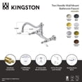 thumbnail image 4 of Kingston Brass KS3243PL Vintage Double-Handle Wall Mount Bathroom Faucet, Antique Brass, 4 of 5