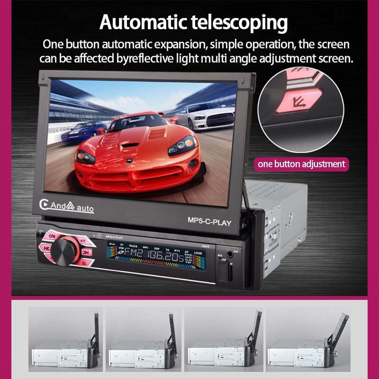Single Din Flip Out Touch Screen Car Stereo With Apple Carplay And Android Auto 1 Din Radio Support Bluetooth Mirror Link Remote Control Usb Tf Card Fm Radio Microphone