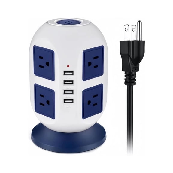 Power Strip Tower with USB Ports AiJoy Charging Tower Featuring 8 AC Outlets and 4 USB Ports, Surge Protector, Multi-Outlet Power Station for Office Use