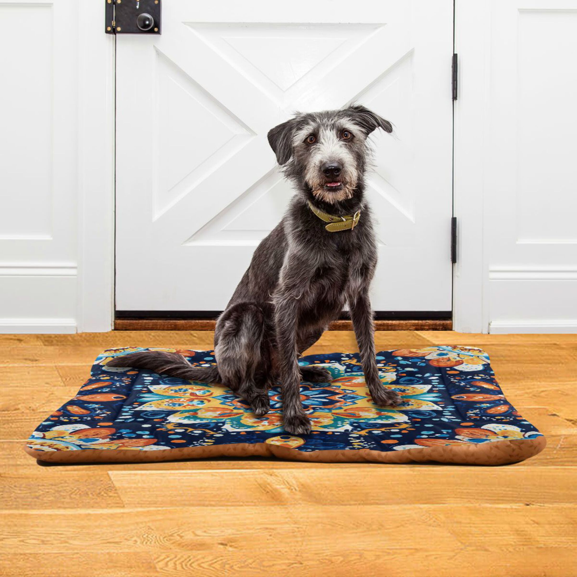 Qxltty Bohemian Style Pattern Ped Pad Wear-resistant and Hard to Bite Through Sleeping Pad for Small Medium Large Dogs Winter Pet Bed 36×24in
