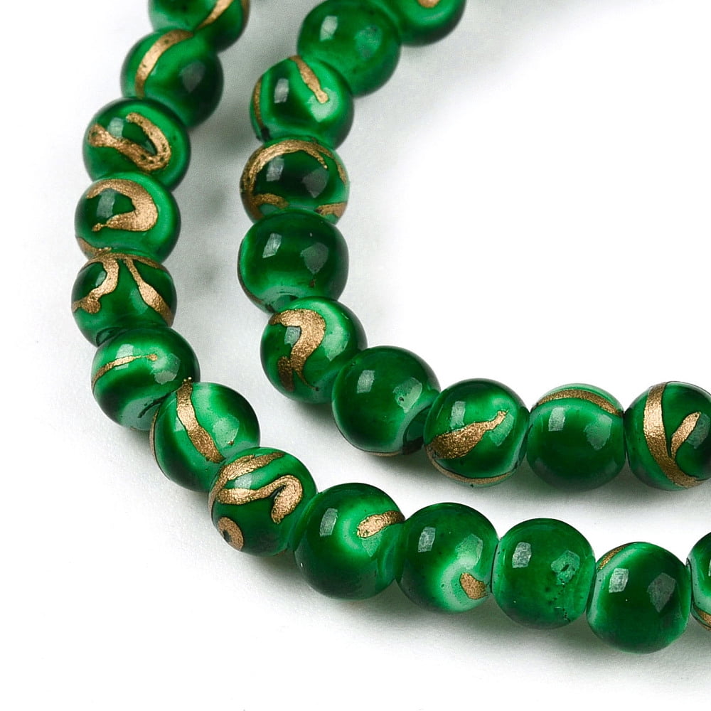 Baking Painted Glass Beads Strands Round Drawbench Style Green 4~4.5mm Hole: 0.8mm about 201~209pcs/strand 31.10~32.28 inch(79~82cm) DIY