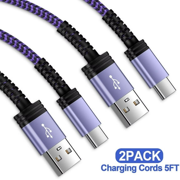 Usb Cables,Usb C Charger Cable,AILKIN 5ft-2PACK Type C USB Fast Charging Cable USB A to USB C Cable 5ft High Speed Android Charger Type C Charging Cords USB-C Phone Cables,Purple