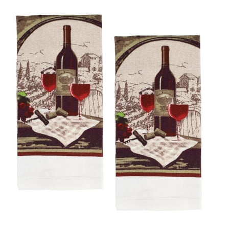 

2Pcs Wine Themed Kitchen Towels 15x25in Reusable Absorbent Decorative Dish Cloth for Home Bar Bathroom Cleaning Wiping Baking Grilling BBQ Cookouts Dish Towel and Housewarming Gifts Set of 2