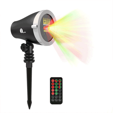 1byone Laser Christmas Light, Aluminum Alloy Outdoor Laser Light Projector with IR Wireless Remote, Red and Green Star Laser Show for Christmas, Holiday, Parties, Landscape, and Garden