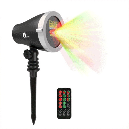 Rotary Gardens Christmas Light Show 1byone Laser Christmas Light, Aluminum Alloy Outdoor Laser Light Projector with IR Wireless Remote, Red and Green Star Laser Show for Christmas, Holiday, Parties, Landscape, and Garden Decoration ()