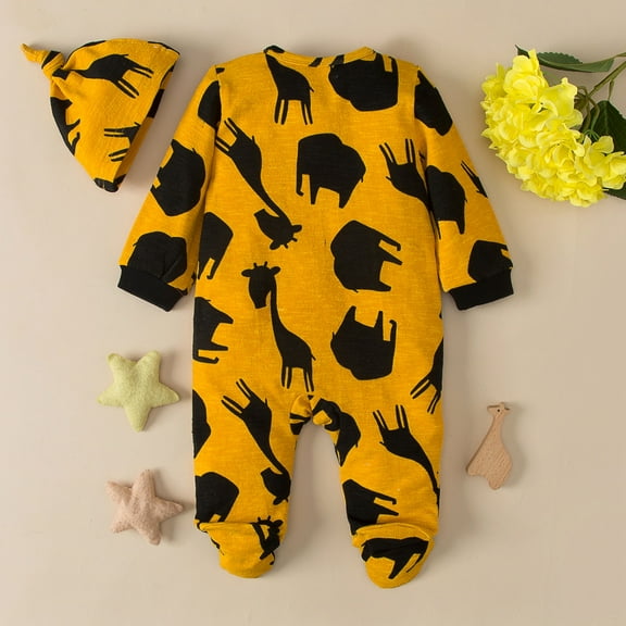 Aayomet Winter Rompers Baby Boy Baby Cute Design Bodysuit Short Sleeve One-Piece Baby Clothes for Boys,Yellow 0-3 Months