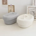 thumbnail image 5 of Round Cotton Rope Storage Basket with Lid Woven Baskets Soft Small Decorative Boxes Organizer Bins for Home Bathroom Decor and Organizing Blue, 5 of 9