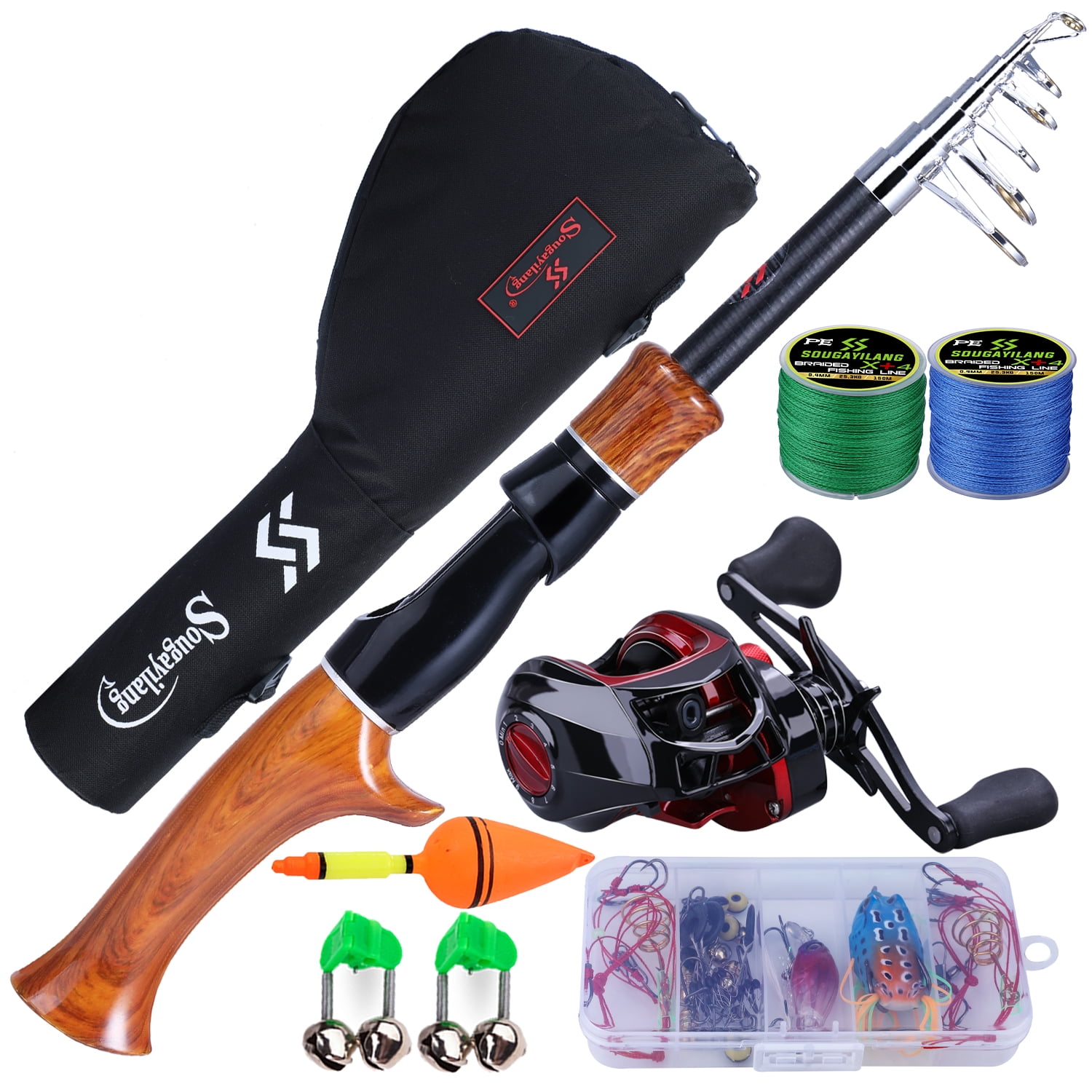 Sougayilang 5.2ft Casting Telescopic Rod and 7.11 Baitcaster Reel