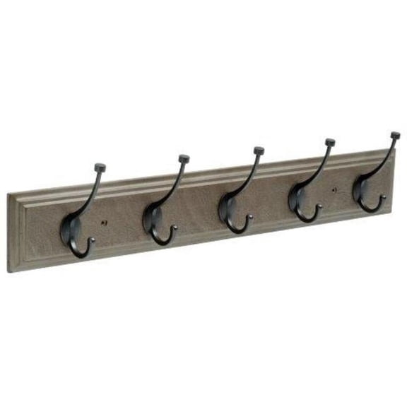 Franklin Brass 27 in. Rail with 5 Pilltop Hooks in Warm Chestnut and Soft Iron