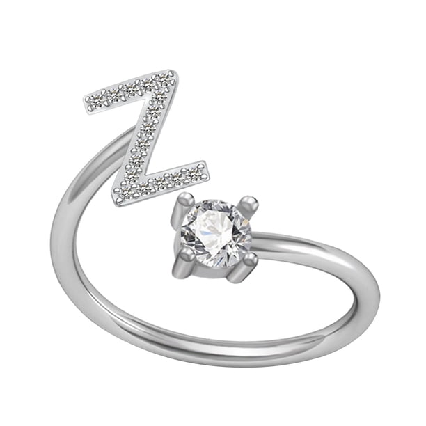 Anillos para mujer, regalos para mujer, exquisita moda, anillo de cobre con 26 letras del alfabeto inglés, anillo de moda.