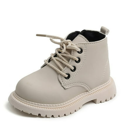 

Unisex Girls Boys Zipper Frosted Leather Round Toe Lace Up Ankle Boots Non-Slip Waterproof Comfort Work Boot (Toddler/Little Kid)