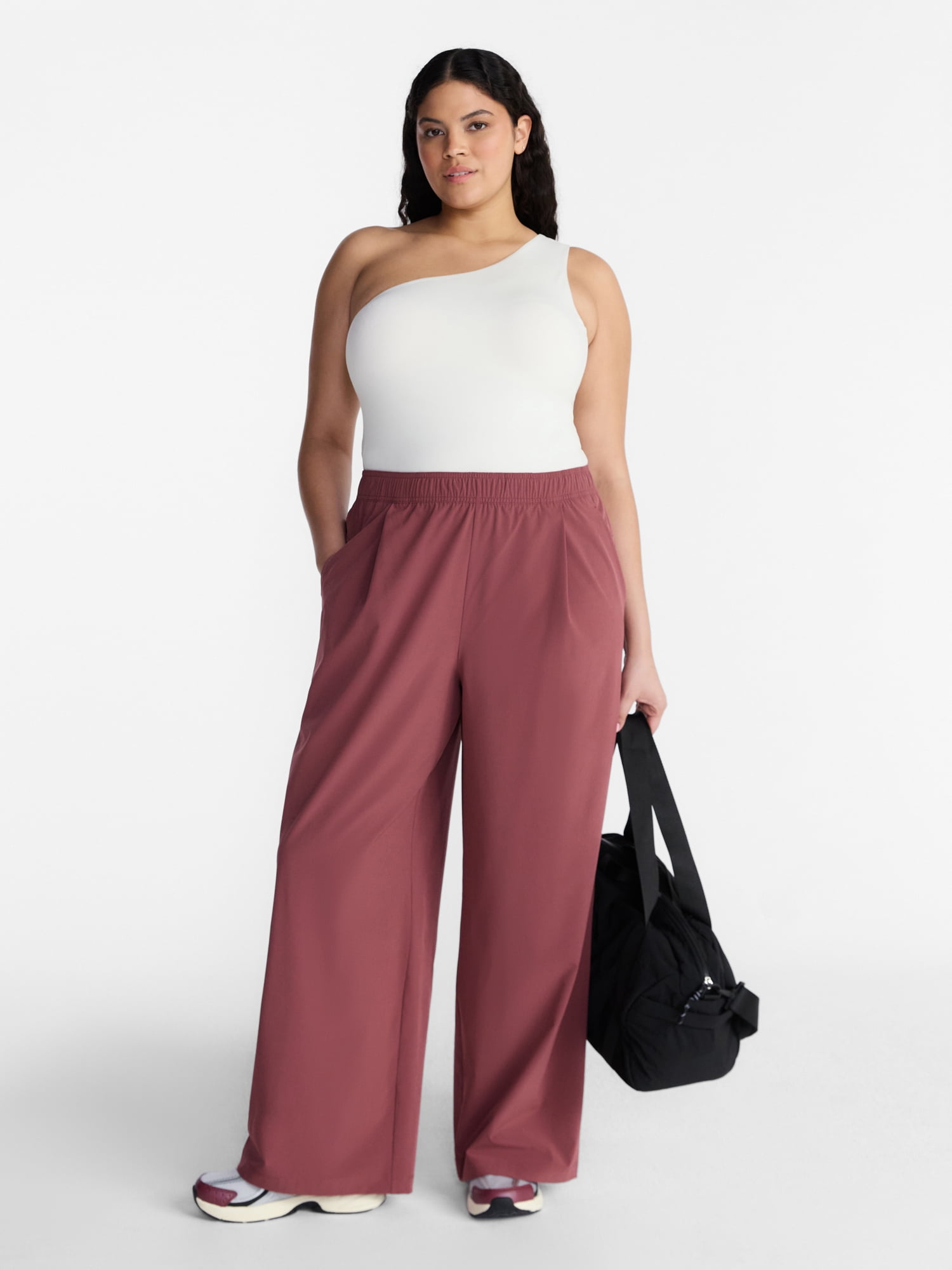 Avia Women's and Women's Plus FeatherStretch Woven Wide Leg Pants, 30'' Inseam, Sizes XS-4X