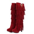 thumbnail image 5 of Fesfesfes Fuzzy Boots for Women Shoes Retro Solid Color Ethnic Style Suede Fringed Metal Decoration Female High US:8.5(41), 5 of 9
