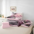 thumbnail image 6 of Castle Fairy Marble Watercolor 7-Piece Bedding Comforter Set,Grey Pink Golden King Bedding Sets,Stone Pattern Ultra Soft Bed Sheets,Breathable Stone Pattern Home Decor,Reversible, 6 of 8