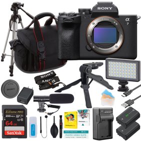 Sony a7 IV Mirrorless Camera (Body Only)   64GB Memory, LED Light, Extra Battery, Case & Tripod (International Version, No Manufacturer Warranty)