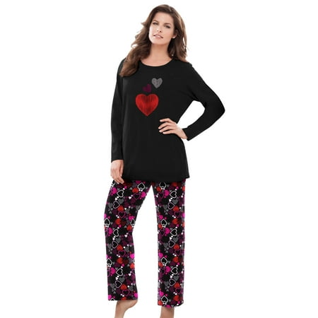 

Dreams & Co. Women s Plus Size Petite Long Sleeve Knit Pj Set Pajamas