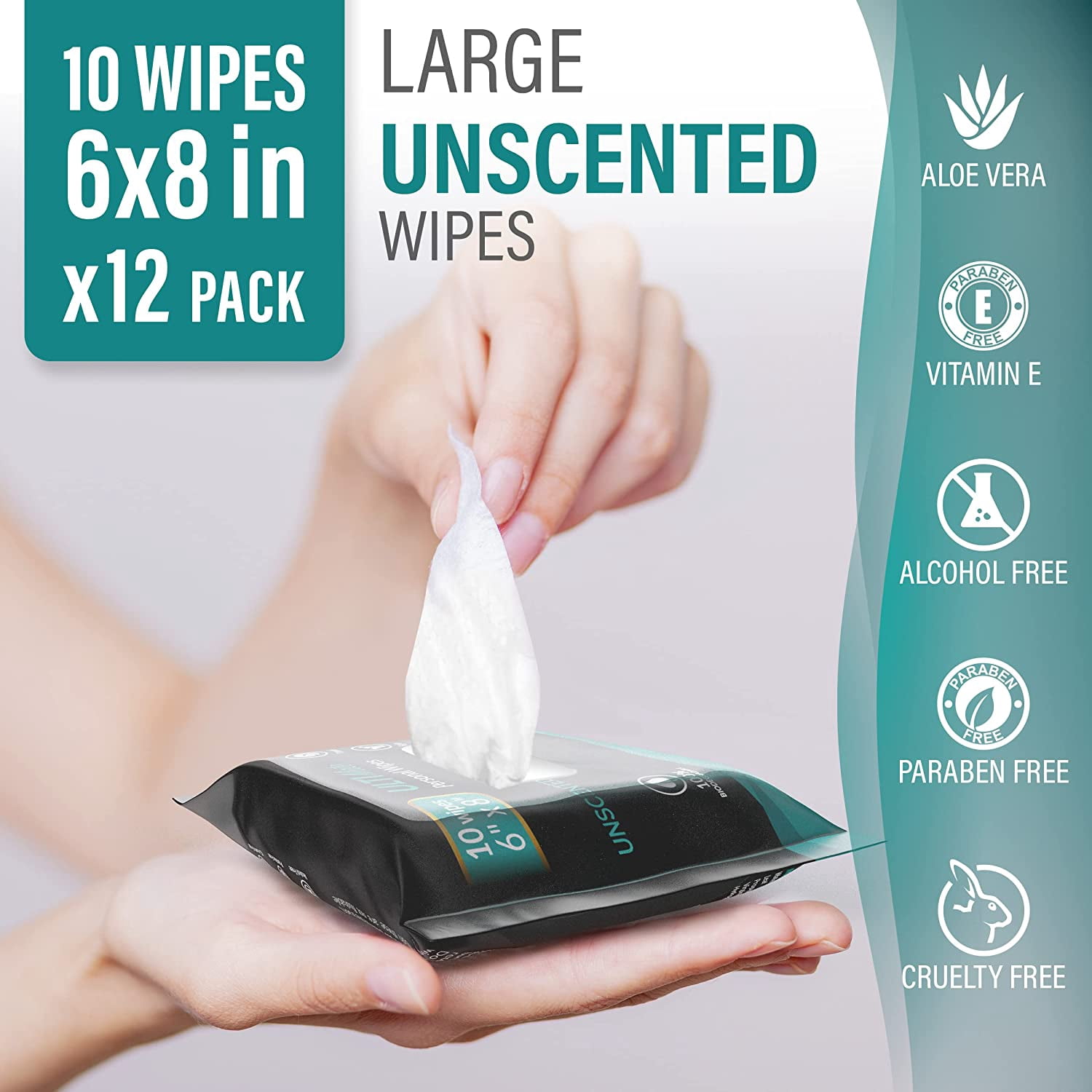 Pure Active Ultimate Shower Body and Face Wipes, Biodegradable Personal Hygiene Body Cleansing Wipes for Men for After Gym Travel Camping Adult Bathing Wipes (120 Wipes 6''x8'', Unscented)