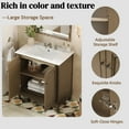 thumbnail image 4 of 30"Vintage Bathroom Vanity w/Ceramic Sink,Bathroom Vanity Cabinet w/Antique Pulls,Bathroom Storage Cabinet w/Rubber Wood Legs and Adjustable shelves,Antique Brown, 4 of 10
