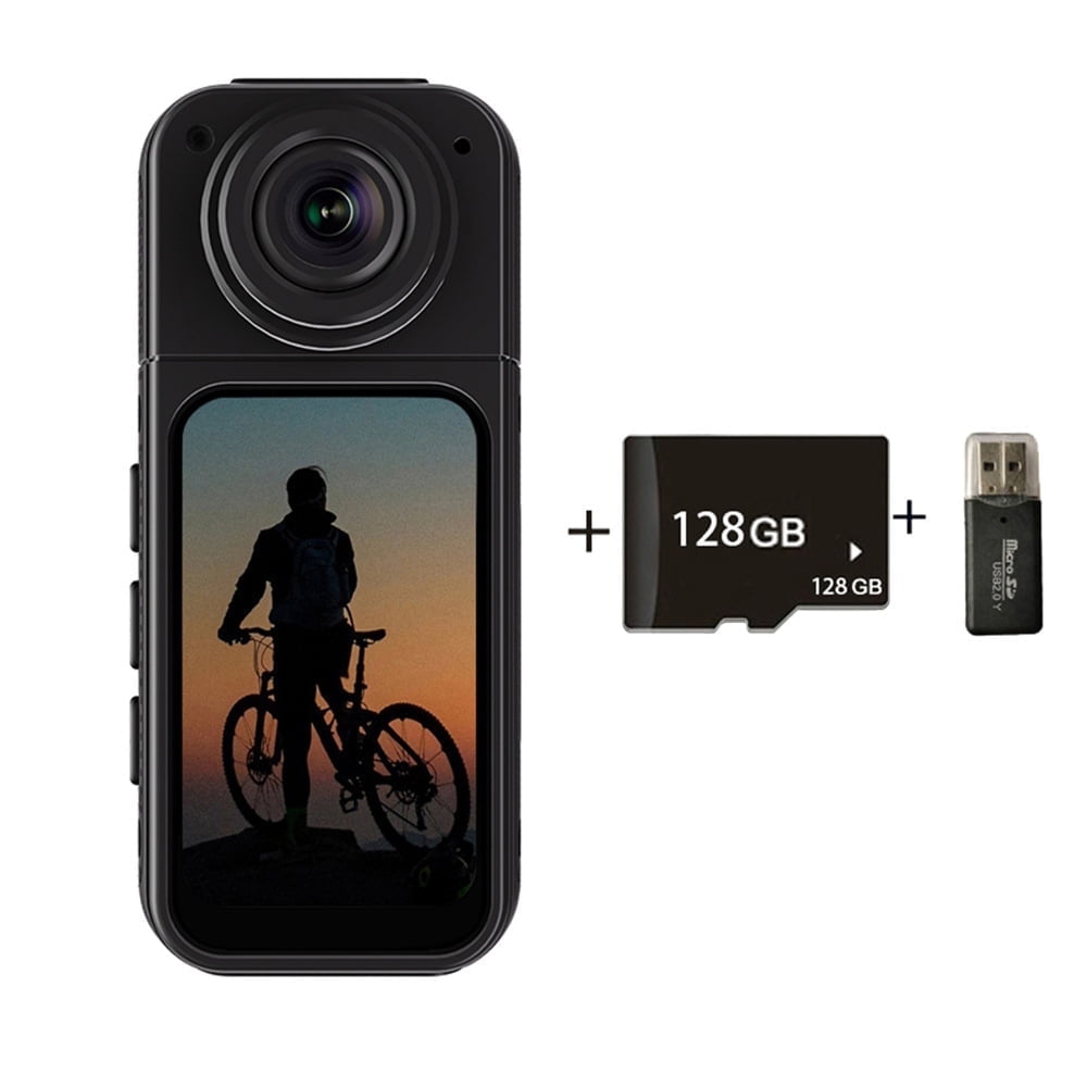 128GB FHD 2.7K Mini Rotate Body Camera, Wearable Action Body Cam, Thumb Size Hands Free Recording Body Worn Camera, Portable Camcorder Mount Anywhere for Work, Travel, Sport,Pet Walking (Black)