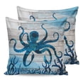 thumbnail image 7 of Outdoor Throw Pillow Cover Marine Ocean Sea Octopus Monster Waterproof Cushion Covers 2 Pack Coral on Rustic Wooden Board Pillow Cases Home Decoration for Patio Garden Couch Sofa, 7 of 7
