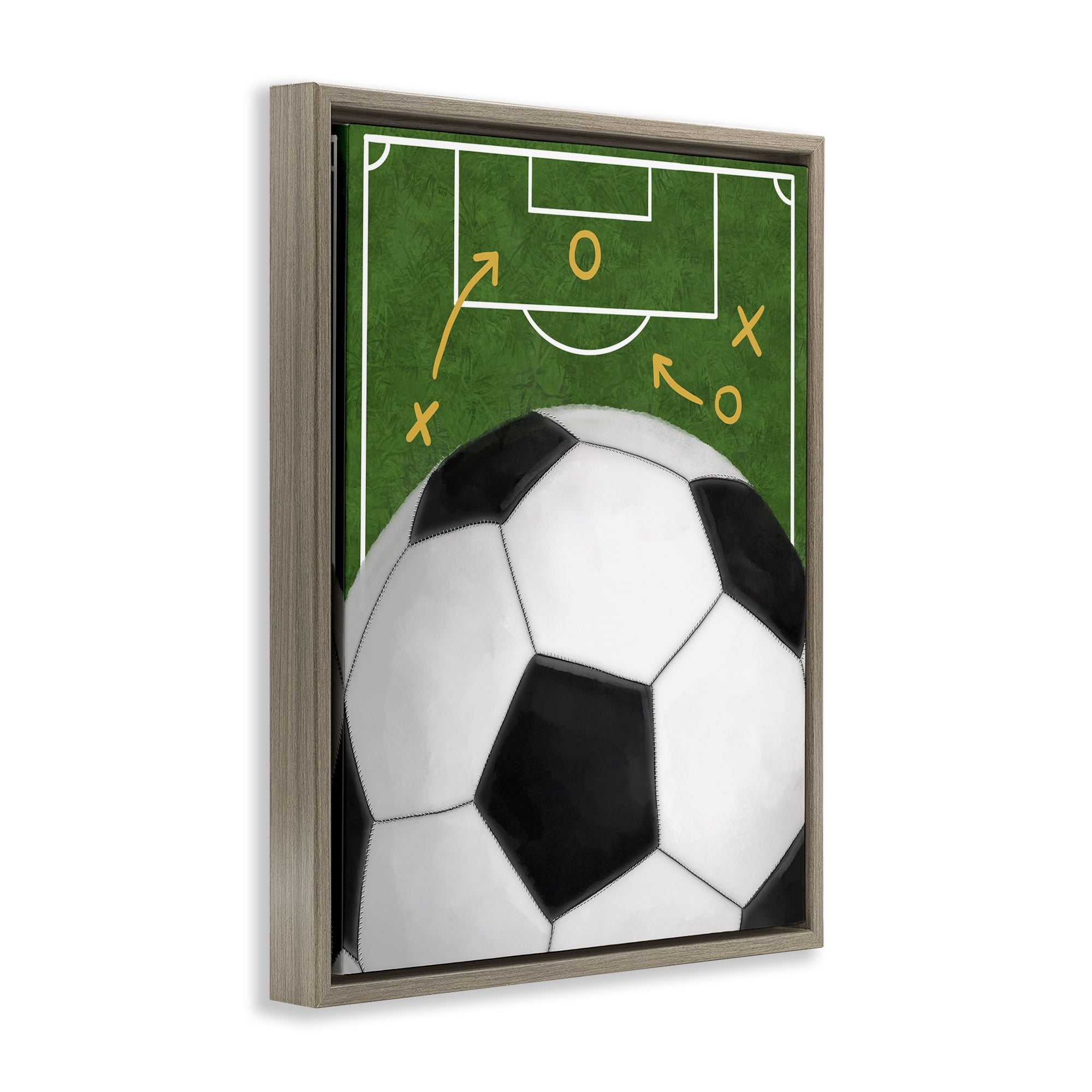 Stupell Industries Soccer Field & Ball Brown Framed Floater Canvas Wall Art, design by Jennifer Stith