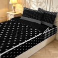 thumbnail image 3 of Manfei Geometric Check Zipper Full Size Comforter Sets with Fitted Sheet and 2 Pillowcases,Minimalism Polka Dot Zipper Bedding Set,Gray Black,Black Reversible,4pcs, 3 of 8