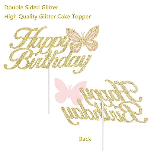 Buy Happy Birthday Cake Topper Gold Butterfly Birthday Decorations