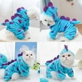 thumbnail image 6 of ZZ Dinosaur Dog Costume, Winter Dog Pajamas for Small Dogs, Warm Puppy Hoodies, Blue Cold Weather Coat for Cat., 6 of 6