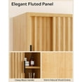thumbnail image 5 of Fluted Bathroom Wall Cabinet Set of 2, Wooden Floating Medicine Storage Cabinet with Sliding Doors, Adjustable Shelf and Towels Bar for Bathroom Laundry Kitchen, Natural Oak, 5 of 15